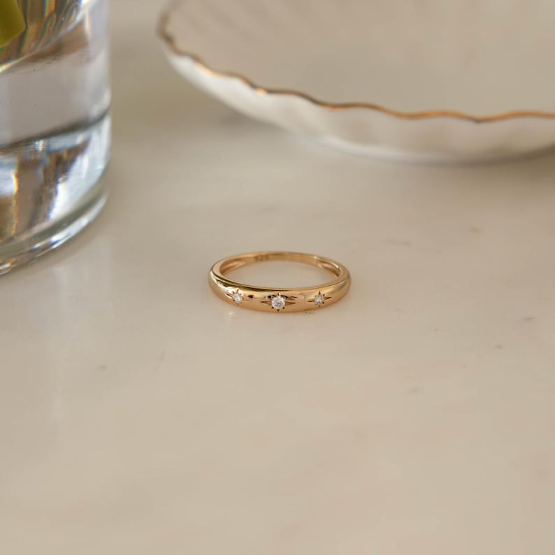 Star Setting Celestial Ring, Gold Ring, Silver Ring, Dainty Ring, Minimalist Jewelry, Christmas Gift for Her